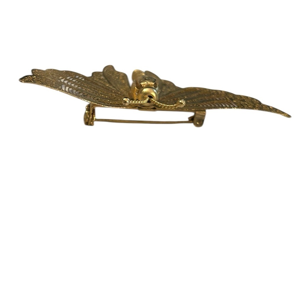 Vintage 1970’s brass filigree butterfly brooch with Articulating wings - Picture 5 of 9